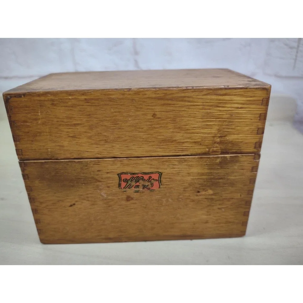 Vintage Weis Wood Recipe Box Patina Country Farm Kitchen No Recipe Cards
